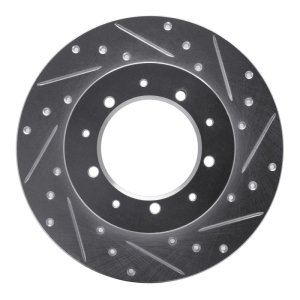 Land Rover Defender Brake Rotor (1) - Rear Right - R1 Concepts - Drilled & Slotted - Silver - `74-`16